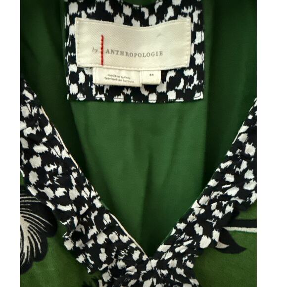 Anthropologie Robin Boho Tiered Ruffled V-Neck Dress Green Motif‎ Size Medium - Picture 9 of 11